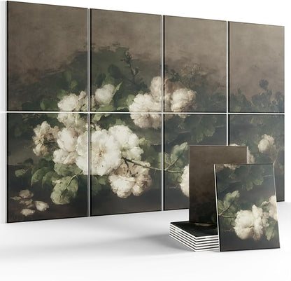 Wall Art Acoustic Panels,47''X31''Sound Absorbing Panels-8-Pack with 50 Adhesive Tabs, Decorative Sound Absorbing Panels for Living Room and Recording Studio, Offices-Stilleven met gitaar en rozen
