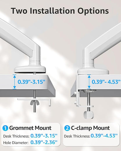 MOUNTUP Single Monitor Desk Mount Holds Screen up to 32 inch, Height Adjustable Monitor Arm, Computer Monitors Stand with Clamp/Grommet Mounting Base, VESA Mounts Fit 4.4-17.6lbs Computer