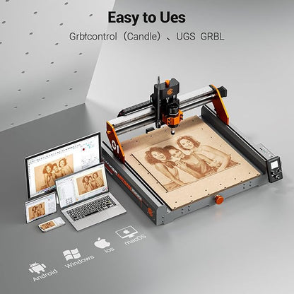 Artsian 01 CNC Router Machine 300W Spindle Power, 0.01mm Precision, 4-Axis Intelligent Controller, 420×420mm Workspace, Aluminum, Brass, Wood, Plastic, PCB Professional Desktop CNC Engraver