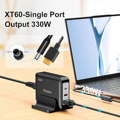 330W GaN PD 3.0 Fast Charger with XT60 Port (20V/16.5A) for Dell G16, G15, G7, Alienware m16, m18, X51-3-Port Laptop Charger Adapter for Gaming, Engineering & Workstation Laptops
