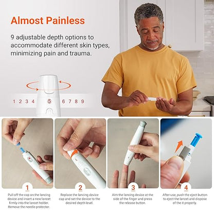 iHealth Gluco+ Wireless Smart Blood Glucose Monitor Kit with Free App, 100 Glucometer Strips, 100 Lancets, 1 Blood Sugar Monitor, 1 Lancing Device, Portable Diabetes Testing Kit for Home Use