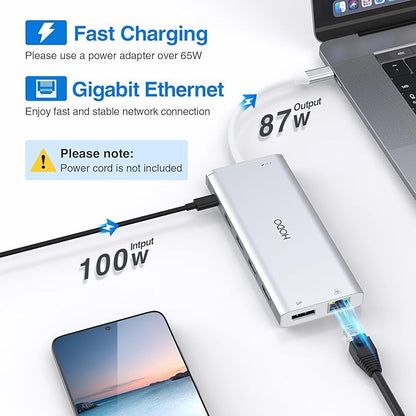 USB C Docking Station Dual Monitor HDMI for HP, Laptop Docking Station 3 Monitors Triple Display USB C Hub Adapter to 2 HDMI 4K,DP,Ethernet,6 USB,PD,SD/TF, Audio, USB C Dock 14 in 1 for Surface