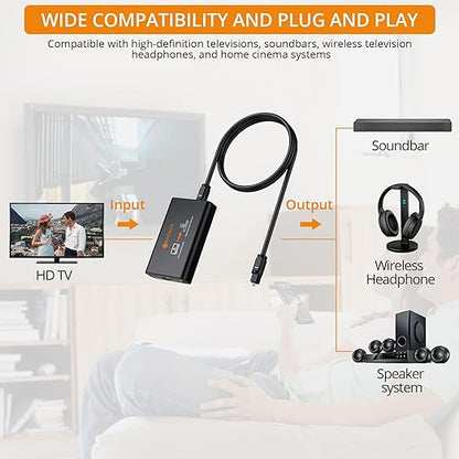 Neoteck ARC/eARC Audio Extractor, HDMI ACR Audio to Optical Extractor with Supports PCM 2.0, Dolby 5.1, DTS 5.1, 24bit/192kHz, Plug and Play, Suitable for TV, Home Cinema & Legacy Audio Systems