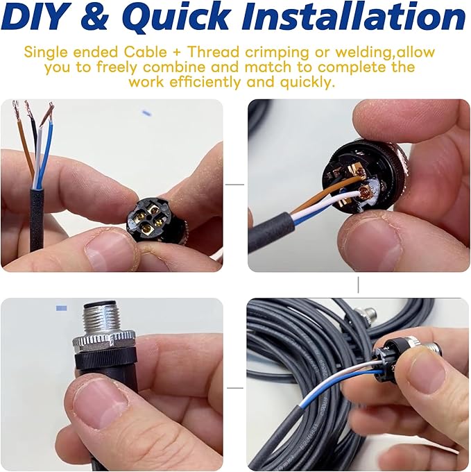 Lonlonty M8 Connector Aviation Sensor Cable - Female 5 Pin Right Angle 6.5Ft/2M Aviation Socket Shielded Electrical Cable for Industrial Automation Control,Fieldbus Module,Device Network