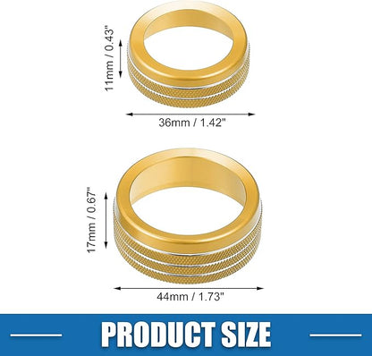 A ABSOPRO Air Conditioner Knobs Decals AC Radio Switch Knob Cover for Dodge Durango 2014-2020 for Jeep Cherokee Grand Cherokee 2014-2021 Gold Tone (Set of 3)