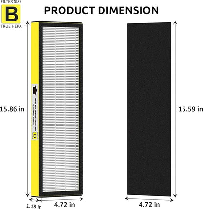 Hfunmo FLT4825 HEPA Filter B Replacement for Guardian Technologies AC4825E AC4300 AC4900 AC4850 Air Purifiers – 3 True HEPA Filters & 9 Carbon Filters, HEPA Pure Version
