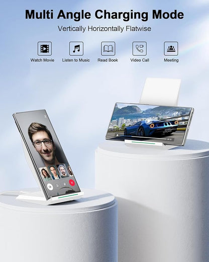 Fast Wireless Charger, [2 Pack] NANAMI Qi Certified Wireless Charging Stand for iPhone 16/16 Plus/16 Pro/16 Pro Max/15/14/13/12,10W for Samsung Galaxy S25/S25+/S25 Ultra/S24/S23/S22/S21, Pixel 6/5/4XL