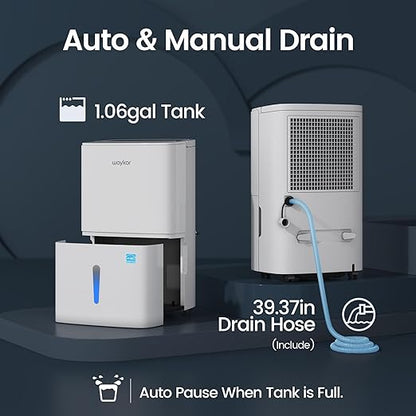 Waykar 120 Pints 2025 Energy Star Home Dehumidifier for Spaces up to 6,000 Sq. Ft at Home, in Basements and Large Rooms with Drain Hose, Handle, Auto Defrost and Self-Drying