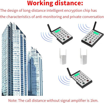 Eujgoov 1000m Distance Wireless Intercom Phone Hands Intercom System Intelligent Networking for Home, Business Office, Classroom, Telephone Audio (Black)