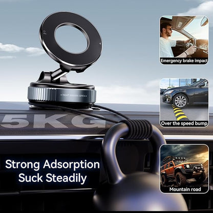 Upgraded Nano Gel Magnetic Phone Holder, 360° Rotation Vacuum Suction Cell Phone Mount for Magsafe,Strong Suction Adjustable Phone Car Mount Foldable Stand for iPhone 12-16 Series(Not Charge Phone)