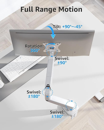 MOUNTUP Single Monitor Desk Mount Holds Screen up to 32 inch, Height Adjustable Monitor Arm, Computer Monitors Stand with Clamp/Grommet Mounting Base, VESA Mounts Fit 4.4-17.6lbs Computer