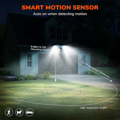 JJC LED Security Lights,Motion Sensor Flood Light Outdoor Fixture,3000LM 27.5W(120W Equiv.),IP65 Waterproof,5000K Daylight White ETL Listed Outdoor Lighting White (Not Solar Powered)