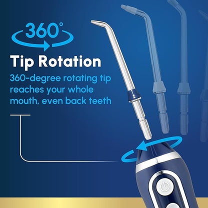 Waterpik Cordless Advanced 2.0 Water Flosser For Teeth, Gums, Braces, Dental Care With Travel Bag and 4 Tips, ADA Accepted, Rechargeable, Portable, and Waterproof, Blue WP-583, Packaging May Vary