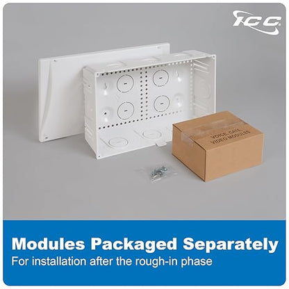 ICC 9” Plastic Structured Wiring Enclosure with Cover, Media Enclosure with CAT6 8-Port PoE++, 1x8 Bridged Telephone RJ31X, & 1x6 Video, Cable Management Box, UL Listed TAA Compliant, ICRESDC9PK