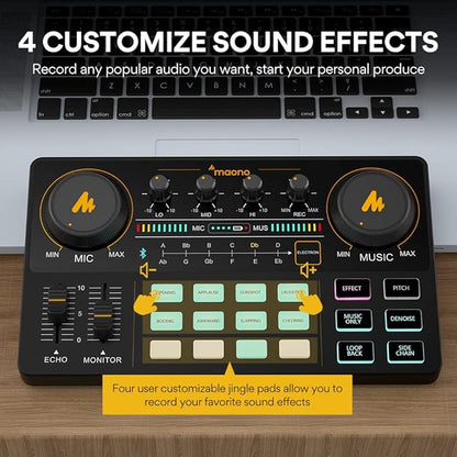 MAONO Podcast Equipment Bundle Audio mixer All-in-One Podcast Production Studio with 3.5mm Microphone for Live Streaming, Recording, PC, Smartphone, DJ MaonoCaster Lite (AU-AM200-S1)