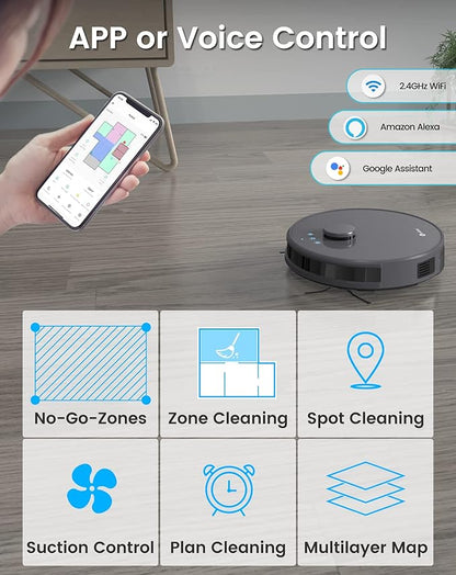Lefant Robot Vacuum, 2200Pa Suction, 120 Min Runtime, Self-Charging Robotic Vacuum Cleaner, Slim, Quiet, WiFi/APP/Alexa