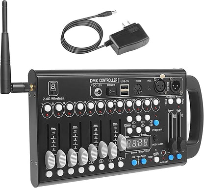 Wireless Dmx Controller 192 Channel Dmx Light Controller for Dj Lights, Dmx Controllers with Midi Portable Dmx 512 Controller, Dmx512 Lighting Controller Dmx Control Board for Stage Lights Dmx Console