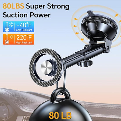 Coolpow for MagSafe Car Mount【Windshield+Vent+Dash】Magnetic Phone Holder for Car Phone Holder Mount Cell Phone Holders for Your Car Accessories Suction Cup Mount for Garmin GPS Fit iPhone 16 15 14 13