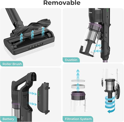 Candy Cordless Vacuum Cleaner,45Mins Vacuum Cleaners for Home,Stick Vacuum,Strong Suction,Removeable Battery,Anti-Tangle,One Click Clean,Lightweight Handheld for Hardwood Floor Carpet Pet Hair Car