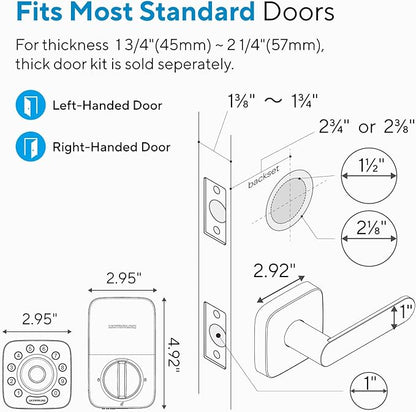 ULTRALOQ U-Bolt Pro WiFi Smart Lock with Handle, Fingerprint Keyless Entry Door Lock Set with Lever, Smart Deadbolt Locks for Front Door, Auto-Lock, Auto Unlock, App Remote Control, ANSI Grade 1