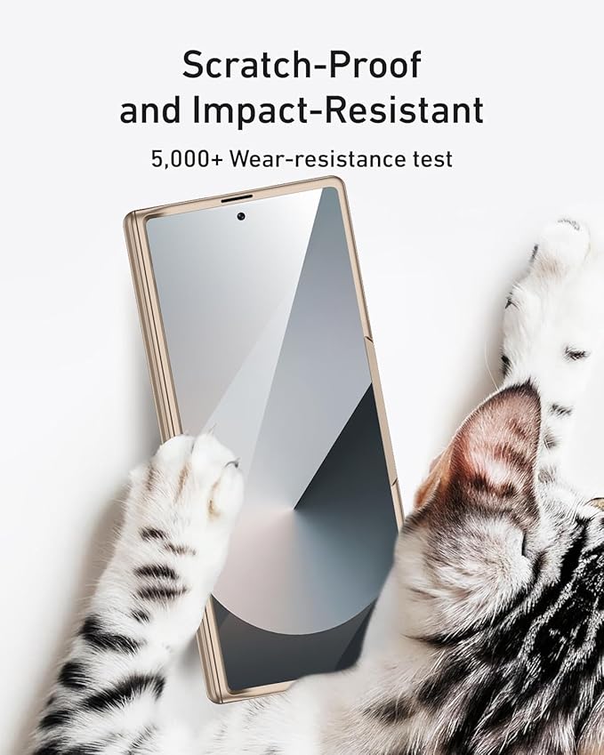 Miimall for Samsung Galaxy Z Fold 7 Case with Privacy Screen Protector, Anti Spy Built-in Adjustable Kickstand Magnetic Hinge Protection Full-Body Protective Case for Galaxy Z Fold 7 Champagne Gold