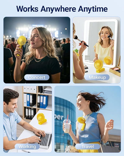 SWEETFULL Handheld Portable Fan, 5000mAh Rechargeable Battery, 6 Speed Wind, LED Digital Display, Foldable Electric Personal Mini Travel Fan with Backup Power, Summer Essentials Gifts for Women Girl