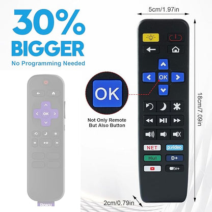 Big Button TV Remote Control Replacement for All Roku TV only Simple and Easy to Use