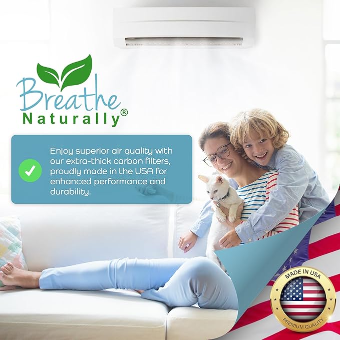 Breathe Naturally Universal Cut To Fit Carbon Activated Air Filter - Replacement Charcoal Filters - Pre Filter Carbon Sheet for Air Purifier, Vent Filters & More - Made in USA (Pack of 1, 12x12)