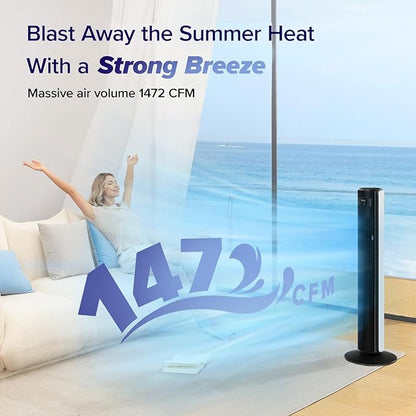 LEVOIT Classic 42-inch Tower Fan for Home, 1472 CFM Powerful Fan, 22dB Quiet as You Sleep, 90° L&R Oscillation, 60° U&D Airflow, 12H Timer, 5-Speed and 4 Modes with Temperature Sensor, Remote Control