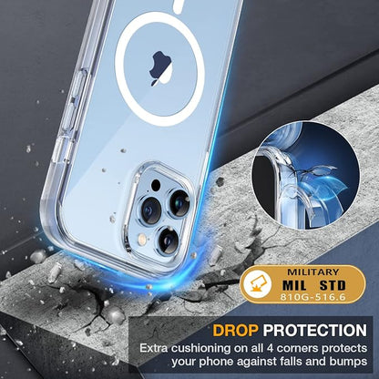 Miracase Magnetic Case for iPhone 13 Pro 6.1 Inch,with MagSafe,Built in Screen Protector,Full Body Protection(Clear)