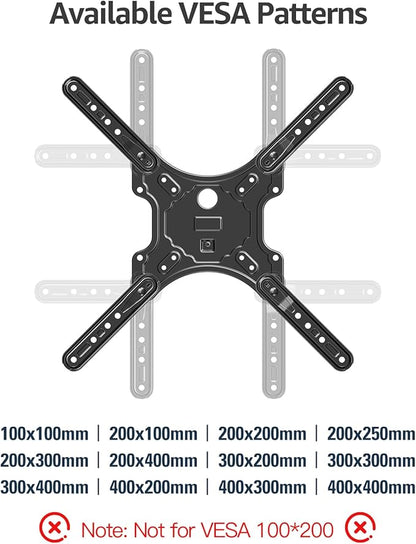 MOUNTUP TV Wall Mounts for Most 26-60 Inches TVs, Full Motion TV Bracket with Swivel and Extension, Articulating Arms, Tilt, Leveling, Single Stud Design, Max VESA 400x400mm up to 77lbs, MU0009