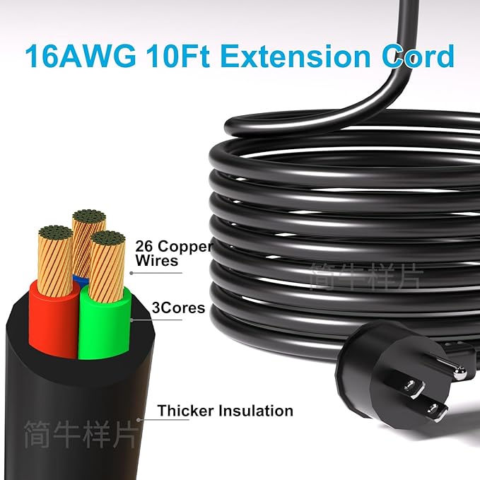 Surge Protector Power Strip/Heavy Duty 10ft Extension Cord with Multiple outlets/High Joules Protection (4800J)/18AC/1875W/15A/Usb A+C(PD20W),Flat Plug,Commercial,Industrial,Office,Home,Black