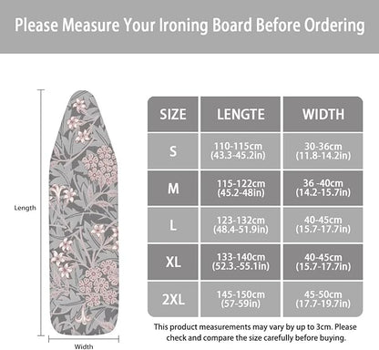 ZCFYGDX William Morris Prints Ironing Board Cover Decor, Resist Scorching & Staining, Easy Install Resistant Elastic Edges,3 Nylon Buckle Fasteners Straps,Relaxing Breathable Ironing Experience M