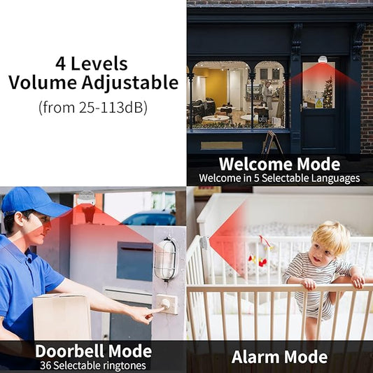 KCMYTONER Wireless Motion Sensor Detector Security Alarm Chime, Motion Sensor Doorbell, Door Chime for Business Entry, Shop Store Office Home Front Door Entry, 2 Receiver 1 Motion Sensor