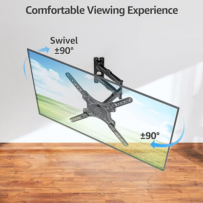 MOUNTUP TV Wall Mounts for Most 26-60 Inches TVs, Full Motion TV Bracket with Swivel and Extension, Articulating Arms, Tilt, Leveling, Single Stud Design, Max VESA 400x400mm up to 77lbs, MU0009