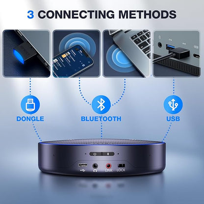 EMEET M3 Conference Speaker and Microphone, Zoom Certified Bluetooth Speakerphone with 4 AI Mics 360° Voice Pickup, 18H Talk Time, USB 2.0&Bluetooth 5.0 with Daisy Chain for 20 People for Zoom Teams