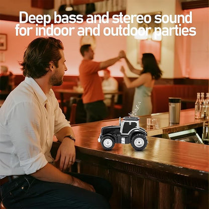 Tractor Head Bluetooth Speaker – unique Bluetooth car speaker with HD stereo, TWS pairing, LED party lights, portable wireless outdoor speaker, car model decoration, and a great gift for men(Black)