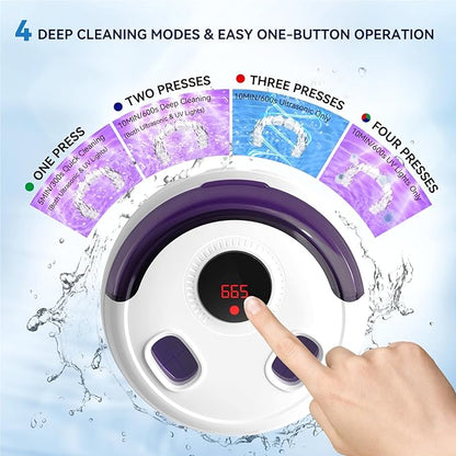 Hosoote Dental Ultrasonic Retainer Cleaner Machine, 45kHz Cleaning Pod, 200mL, 4 Modes & Digital Timer for Dentures, Aligners, Mouth Guards, Night Guards, Braces, Toothbrush Heads, Jewelry