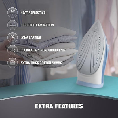 COTTY HOME Extra Thick Ironing Board Covers with Pad Standard Size 15x54, Heat Reflective Full Scorch Resistant Padding, Snug Fit Non-Slip Nose Pocket Fastener Straps Elastic Edges, Turquoise