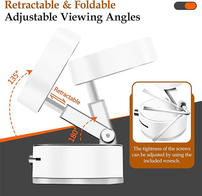 Foldable Vacuum Magnetic Suction Phone Holder,Retractable Magnetic Car Cellphone Holder,Hands-Free Portable Multifunctional Vacuum Suction Phone Mount for Car, Mirror, Gym, Kitchen (White)
