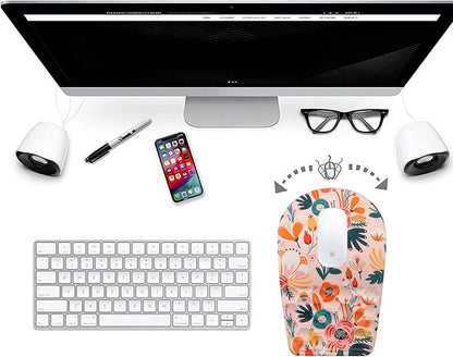 BOCHEERY Ergonomic Mouse Pad Wrist Support,Upgrade Mousepad with Massage Design,Non-Slip PU Base Desktop Mouse Pads for Pain Relief, Computer, Office & Home,12 x 8 in（F-Pink Flower）