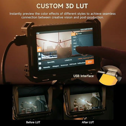 VILTROX DC-X2 Touchscreen Camera Field Monitor, 2000 Nits 6 inch On Camera Monitor 4K HDMI in/Out 3D Lut Full Waveform 1920X1080 HD Focus Peaking Assist Video Field Monitor with Sunshade Hood Battery