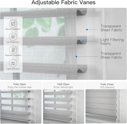 Tokblind Motorized Sheer Shade with Remote Control, Light Filtering Electric Roller Blind Compatible with Alexa via Hub, Rechargeable Smart Window Shade Custom Size (Light Filtering Grey)