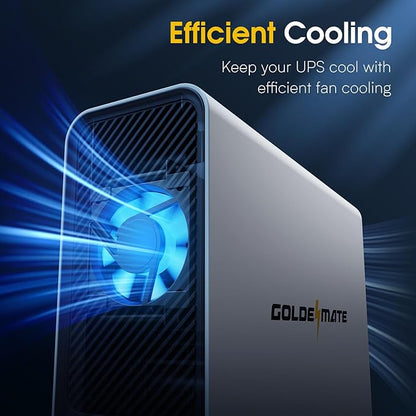 GOLDENMATE 1000VA/600W Lithium UPS Battery Backup and Surge Protector, Sinewave UPS System with LiFePO4 Battery(153.6 Wh), 2025 Upgraded Pro Ver. with Communication Port, 8 Outlets, LCD Display, White
