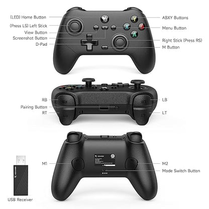 AceGamer Pluto 2.4G Wireless Bluetooth Controller for PC/Switch/Switch 2/iOS/Android/Steam,TMR Joysticks,Hall Effect Triggers,4-Motors Vibration,1000Hz Polling Rate,Force-balanced Lever Bumpers,Pragrammable Back Buttons