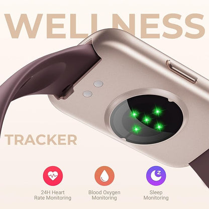 TIFOZEN Health Fitness Tracker Smart Watch with 24/7 Heart Rate, Blood Oxygen, Sleep Tracker, Pedometer, 3 Colorful Bands & 3ATM Waterproof Activity Tracker with Step Calorie Counter, Smoke Violet