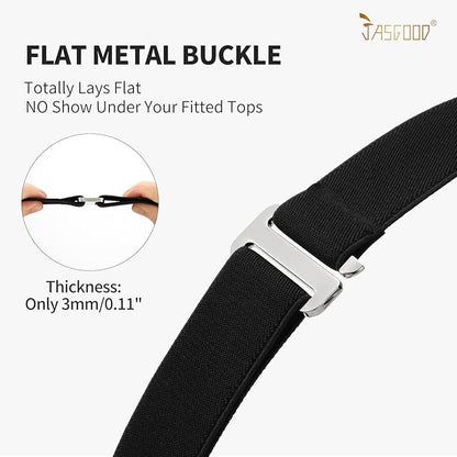 JASGOOD Women No Show Stretch Belt Elastic Web Strap Belt with Flat Buckle for Jeans Pants Dresses