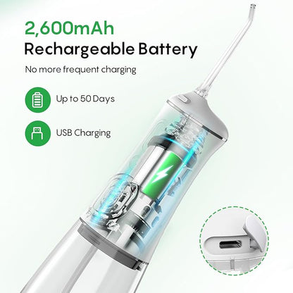 FRESKO Water Dental Flosser with Constant Pressure Technology - Portable Electric Flosser with 50-Day Battery, 10oz Tank, IPX7 Waterproof, 4 Modes & 5 Tips for Deep Oral Clean