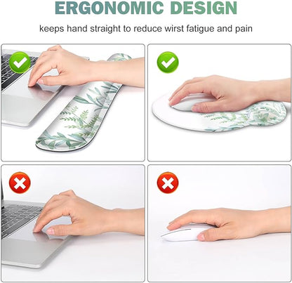 ToLuLu Desk Mat, XXL Large Mouse Pad Wrist Support Set，4 in1 Gaming Mousepad Desk Pad+ Ergonomic Mouse Pad with Wrist Rest + Keyboard Wrist Rest+Coaster for Home Office Computer Table, Green Grass