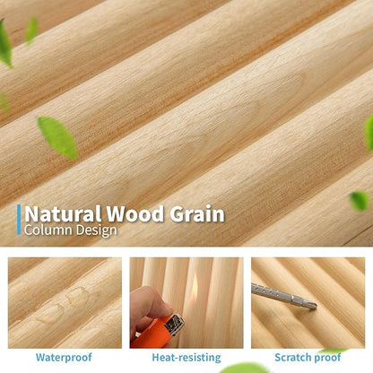 Art3d 4 Pc 96"x5.7" Wood Slat Wall Panel for Interior, Ceiling and Decoration, Semi-Cylinder Design, 15.2 SqFt